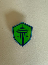 Load image into Gallery viewer, Seattle Sounders Shield Hard Enamel Pin Glow-In-The-Dark