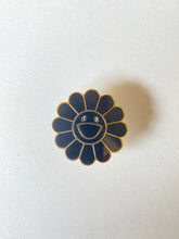 Load image into Gallery viewer, Happy Flower Black and Gold Hard Enamel Pin