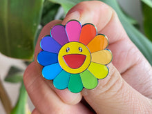 Load image into Gallery viewer, Happy Flower Rainbow Hard Enamel Pin *Glow In the Dark