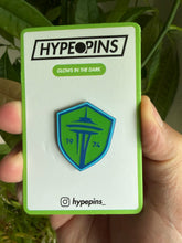 Load image into Gallery viewer, Seattle Sounders Shield Hard Enamel Pin Glow-In-The-Dark
