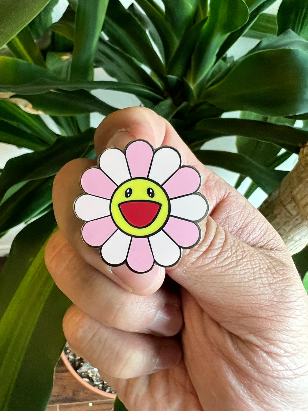 Happy Flower Pink Hard Enamel Pin