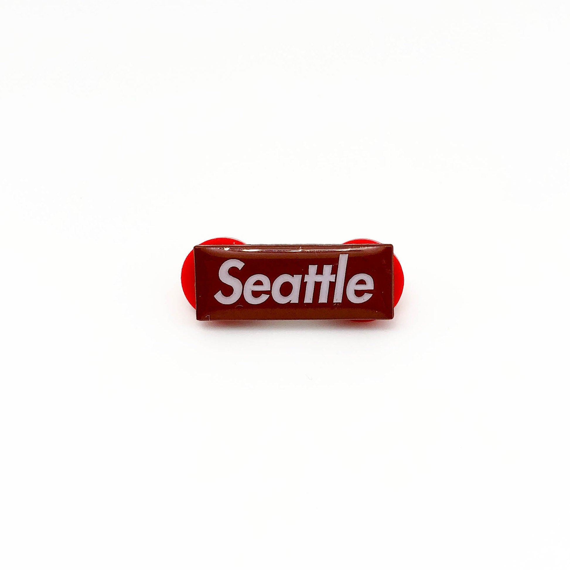 Seattle Dark Red Box Logo Pin – Hype Pins