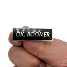 Load image into Gallery viewer, Ok Boomer - Gold &amp; Black Enamel Pin

