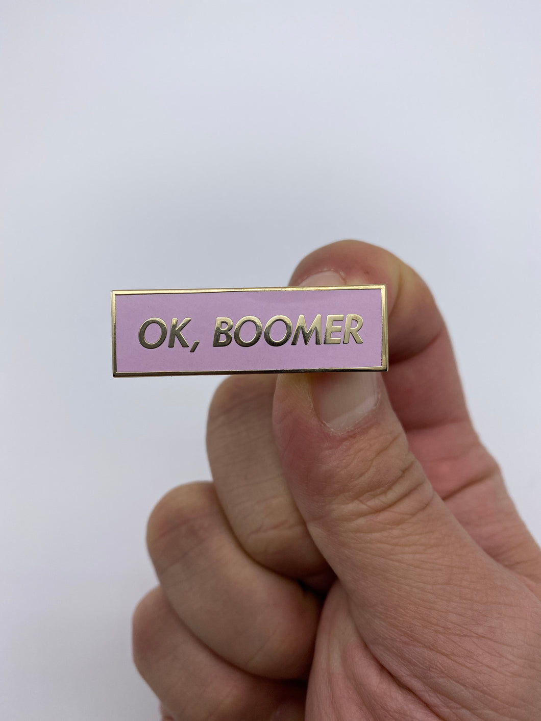 Ok Boomer - Pink/White & Gold Pin (Thermal Changing)