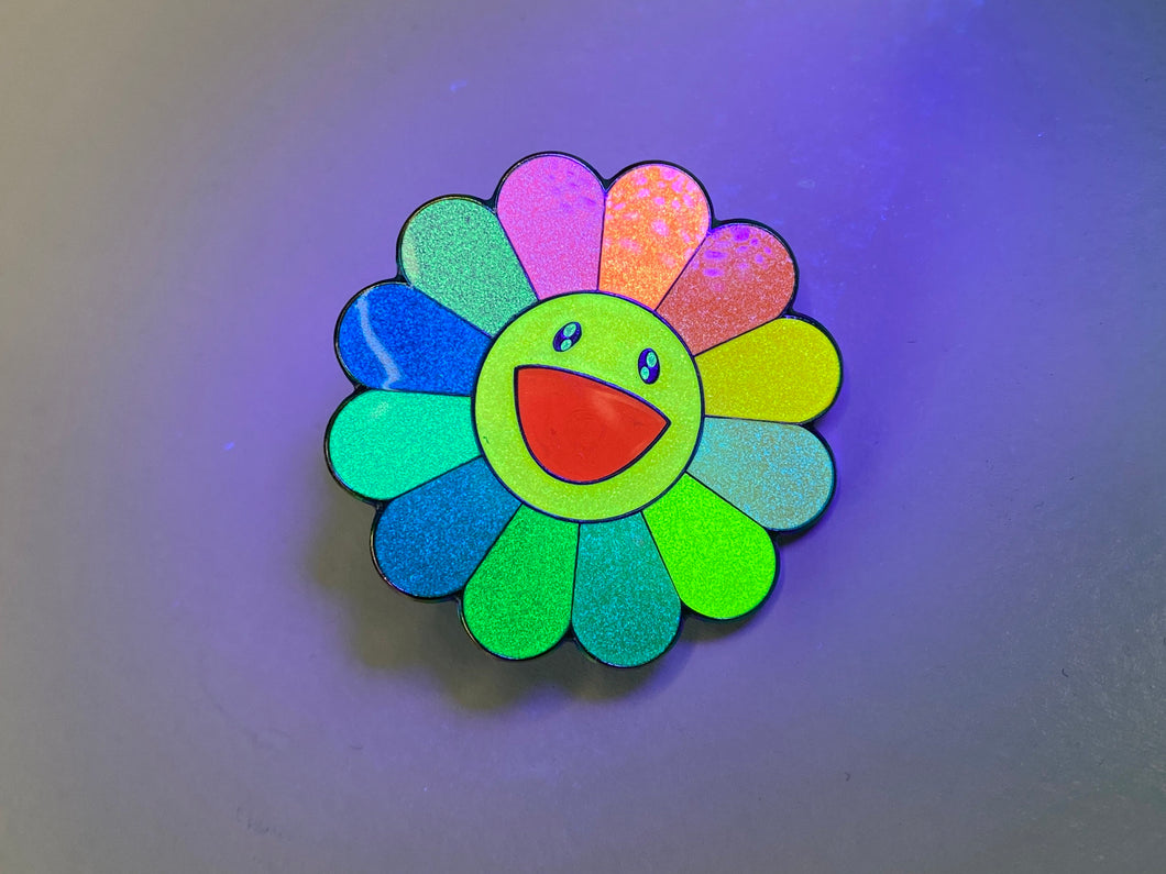 Happy Flower Rainbow Hard Enamel Pin *Glow In the Dark
